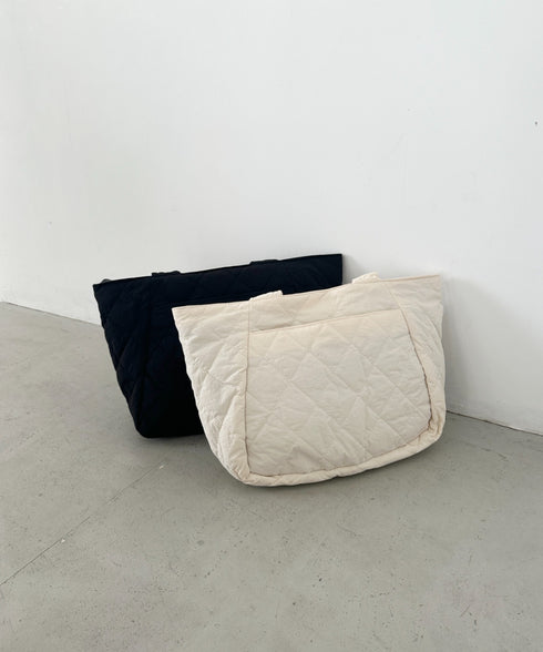 ファスナー付きキルティング軽量トートバッグ マザーズバッグ | MD1253019 | ブラック