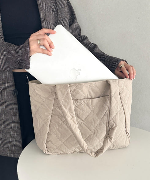 ファスナー付きキルティング軽量トートバッグ マザーズバッグ | MD1253019 | ベージュ