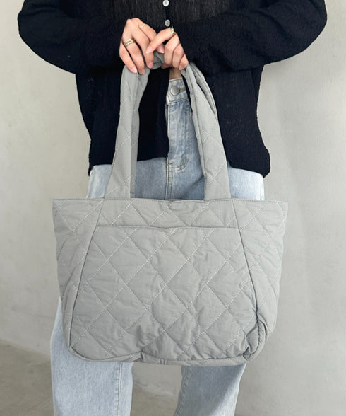 ファスナー付きキルティング軽量トートバッグ マザーズバッグ | MD1253019 | グレー