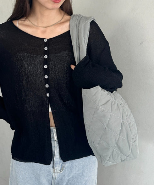 ファスナー付きキルティング軽量トートバッグ マザーズバッグ | MD1253019 | グレー