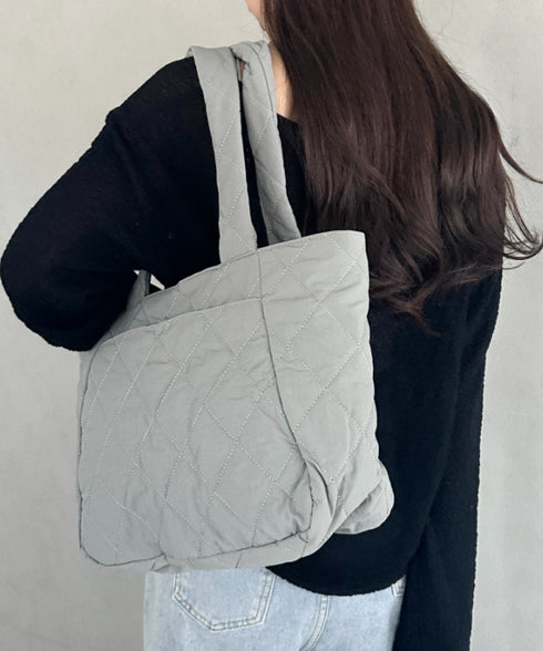 ファスナー付きキルティング軽量トートバッグ マザーズバッグ | MD1253019 | グレー