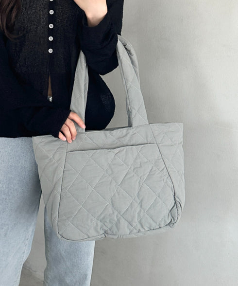 ファスナー付きキルティング軽量トートバッグ マザーズバッグ | MD1253019 | グレー