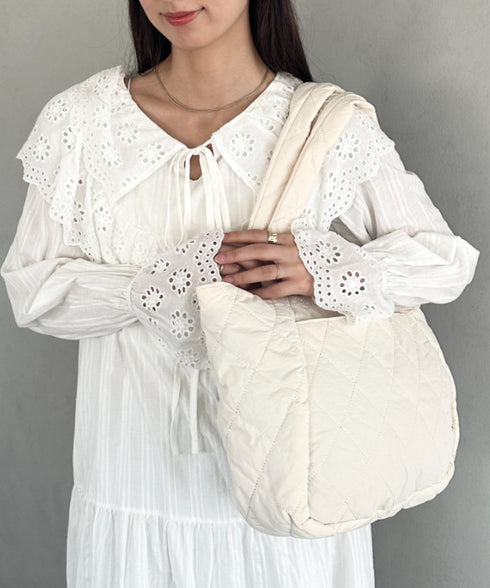 ファスナー付きキルティング軽量トートバッグ マザーズバッグ | MD1253019 | ホワイト