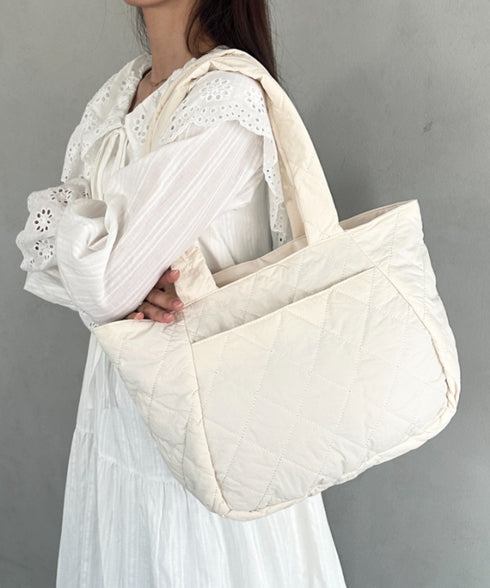 ファスナー付きキルティング軽量トートバッグ マザーズバッグ | MD1253019 | ホワイト