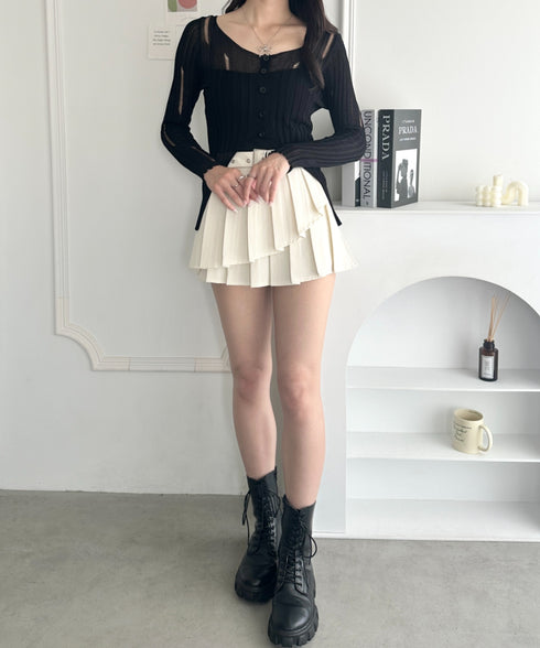 前ボタンダメージニットトップス | WR2253022 | ブラック