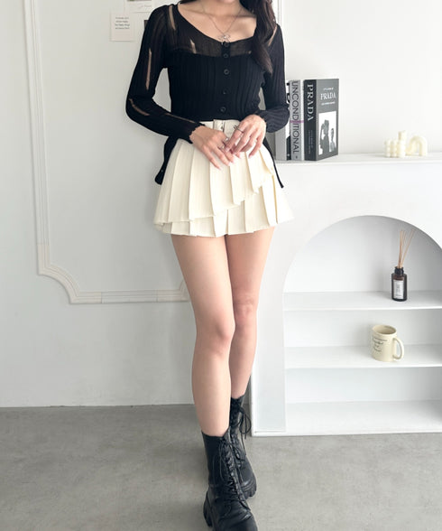 前ボタンダメージニットトップス | WR2253022 | ブラック