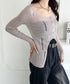前ボタンダメージニットトップス | WR2253022 | グレー