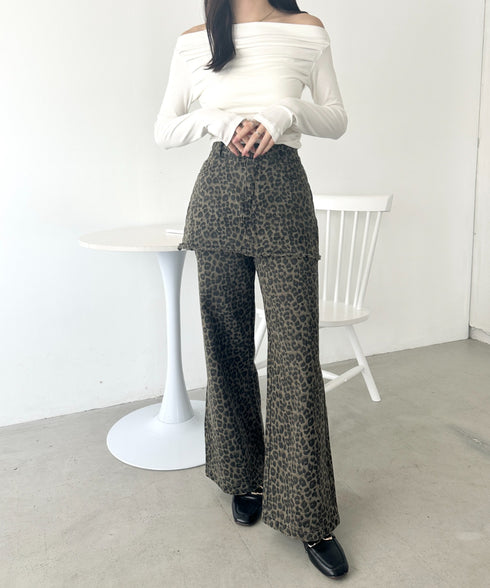 スカートレイヤードレオパードデニムパンツ | WR2253018 | レオパード