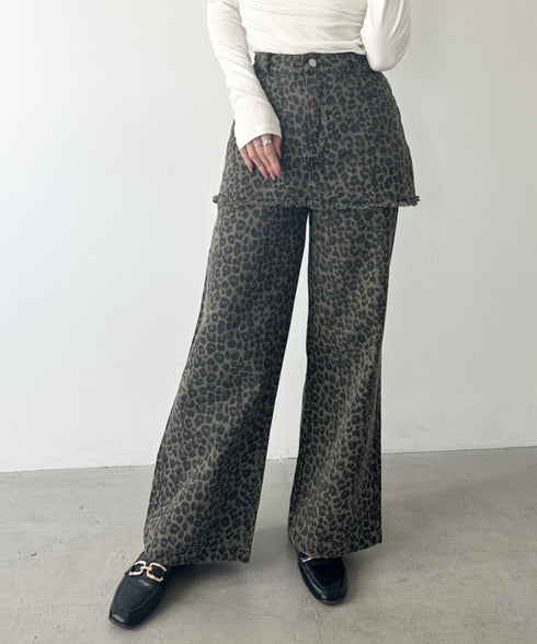 スカートレイヤードレオパードデニムパンツ | WR2253018 | レオパード