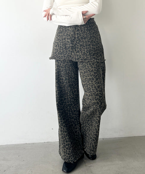 スカートレイヤードレオパードデニムパンツ | WR2253018 | レオパード