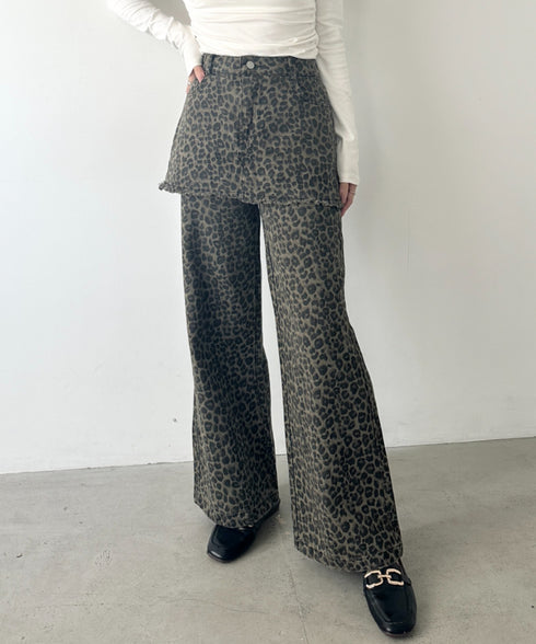 スカートレイヤードレオパードデニムパンツ | WR2253018 | レオパード