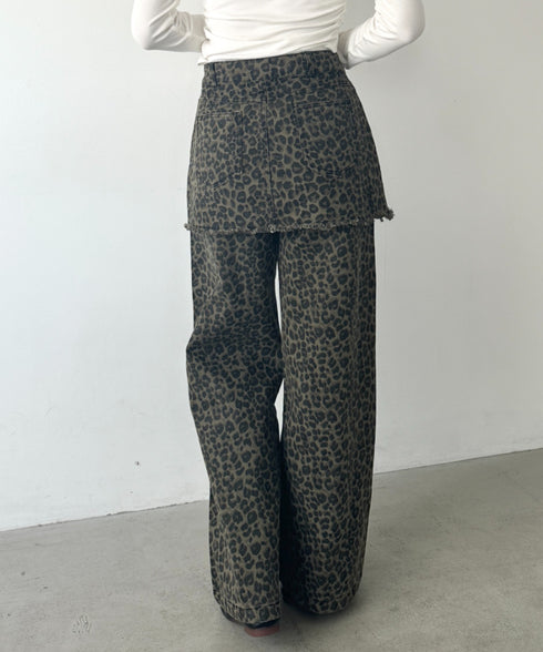 スカートレイヤードレオパードデニムパンツ | WR2253018 | レオパード