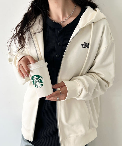 THE NORTH FACE(ザ・ノースフェイス)/ワンポイント ロゴ刺繍 ジップパーカー フーディ/M'S CORE HOOD ZIP UP | IM2253016 | クリーム