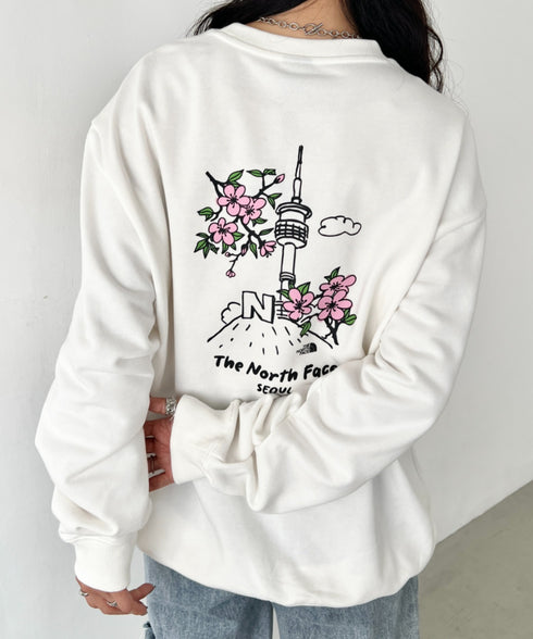 THE NORTH FACE(ザ・ノースフェイス)/バックプリント コットン スウェット クルーネック 大きめサイズあり/M'S SEOUL FOUR SEASONS SWEATSHIRTS | IM2253020 | オフホワイト