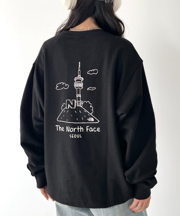 THE NORTH FACE(ザ・ノースフェイス)/バックプリント コットン スウェット クルーネック 大きめサイズあり/M'S SEOUL FOUR SEASONS SWEATSHIRTS | IM2253020 | ブラック