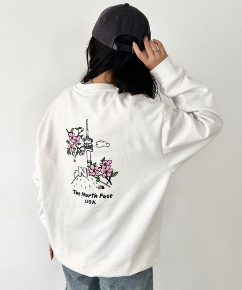THE NORTH FACE(ザ・ノースフェイス)/バックプリント コットン スウェット クルーネック 大きめサイズあり/M'S SEOUL FOUR SEASONS SWEATSHIRTS | IM2253020 | オフホワイト