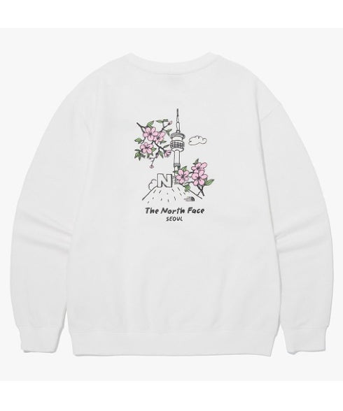 THE NORTH FACE(ザ・ノースフェイス)/バックプリント コットン スウェット クルーネック 大きめサイズあり/M'S SEOUL FOUR SEASONS SWEATSHIRTS | IM2253020 | オフホワイト
