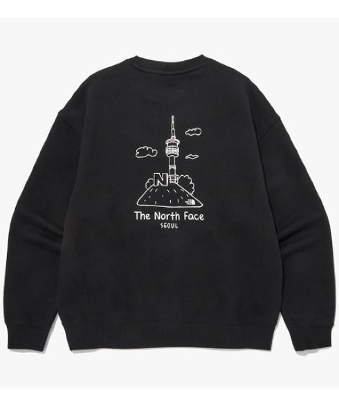 THE NORTH FACE(ザ・ノースフェイス)/バックプリント コットン スウェット クルーネック 大きめサイズあり/M'S SEOUL FOUR SEASONS SWEATSHIRTS | IM2253020 | ブラック