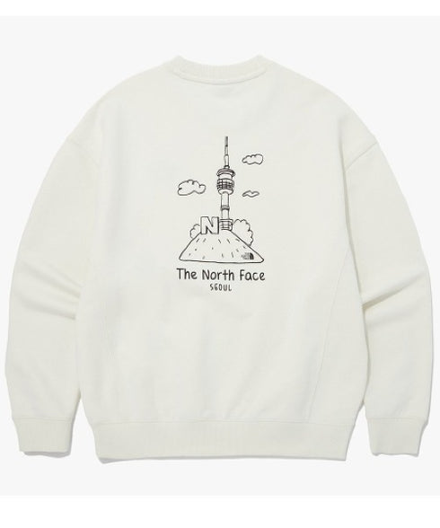 THE NORTH FACE(ザ・ノースフェイス)/バックプリント コットン スウェット クルーネック 大きめサイズあり/M'S SEOUL FOUR SEASONS SWEATSHIRTS | IM2253020 | クリーム