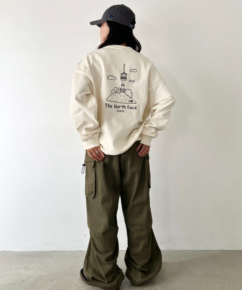THE NORTH FACE(ザ・ノースフェイス)/バックプリント コットン スウェット クルーネック 大きめサイズあり/M'S SEOUL FOUR SEASONS SWEATSHIRTS | IM2253020 | クリーム