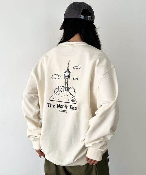 THE NORTH FACE(ザ・ノースフェイス)/バックプリント コットン スウェット クルーネック 大きめサイズあり/M'S SEOUL FOUR SEASONS SWEATSHIRTS | IM2253020 | クリーム