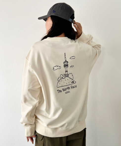 THE NORTH FACE(ザ・ノースフェイス)/バックプリント コットン スウェット クルーネック 大きめサイズあり/M'S SEOUL FOUR SEASONS SWEATSHIRTS | IM2253020 | クリーム