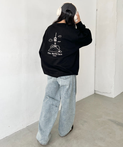 THE NORTH FACE(ザ・ノースフェイス)/バックプリント コットン スウェット クルーネック 大きめサイズあり/M'S SEOUL FOUR SEASONS SWEATSHIRTS | IM2253020 | ブラック