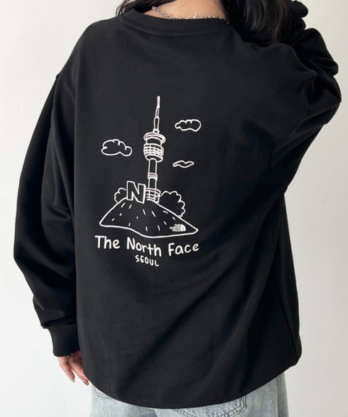 THE NORTH FACE(ザ・ノースフェイス)/バックプリント コットン スウェット クルーネック 大きめサイズあり/M'S SEOUL FOUR SEASONS SWEATSHIRTS | IM2253020 | ブラック