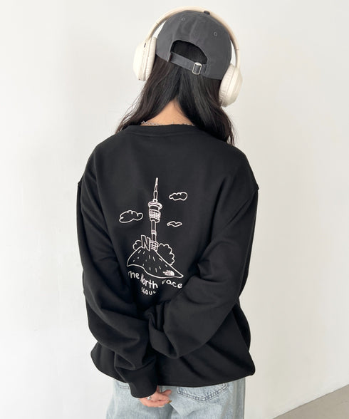 THE NORTH FACE(ザ・ノースフェイス)/バックプリント コットン スウェット クルーネック 大きめサイズあり/M'S SEOUL FOUR SEASONS SWEATSHIRTS | IM2253020 | ブラック