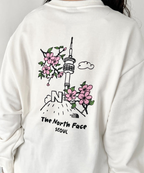 THE NORTH FACE(ザ・ノースフェイス)/バックプリント コットン スウェット クルーネック 大きめサイズあり/M'S SEOUL FOUR SEASONS SWEATSHIRTS | IM2253020 | オフホワイト