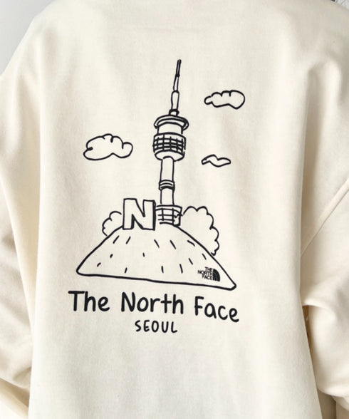 THE NORTH FACE(ザ・ノースフェイス)/バックプリント コットン スウェット クルーネック 大きめサイズあり/M'S SEOUL FOUR SEASONS SWEATSHIRTS | IM2253020 | クリーム