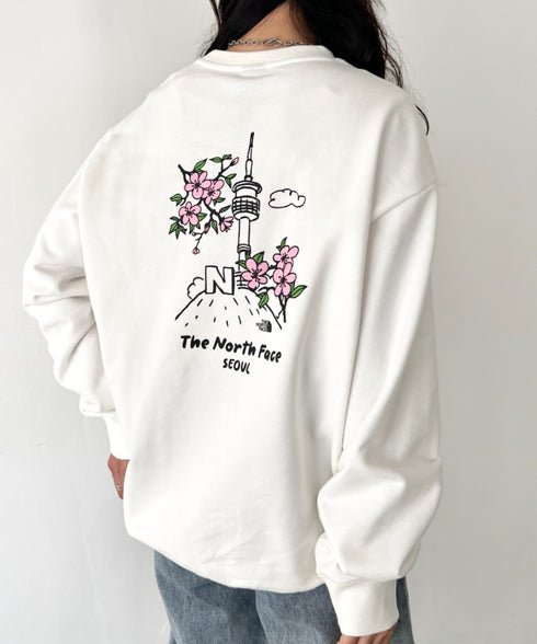 THE NORTH FACE(ザ・ノースフェイス)/バックプリント コットン スウェット クルーネック 大きめサイズあり/M'S SEOUL FOUR SEASONS SWEATSHIRTS | IM2253020 | オフホワイト