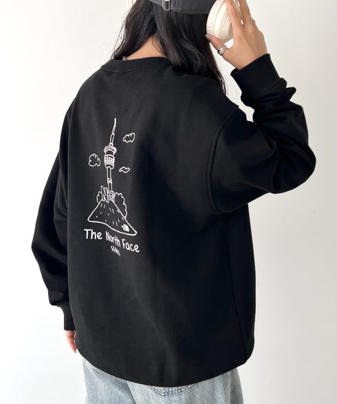 THE NORTH FACE(ザ・ノースフェイス)/バックプリント コットン スウェット クルーネック 大きめサイズあり/M'S SEOUL FOUR SEASONS SWEATSHIRTS | IM2253020 | ブラック