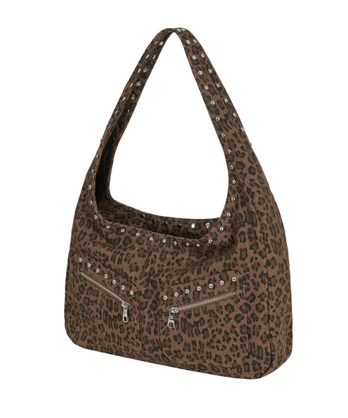 ILLIGO(イリゴ)/大容量 レオパード スタッズ ショルダー トートバッグ/LEOPARD STUD SHOULDER BAG | AT1253026 | ブラウン