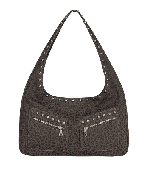 ILLIGO(イリゴ)/大容量 レオパード スタッズ ショルダー トートバッグ/LEOPARD STUD SHOULDER BAG | AT1253026 | ダークブラウン