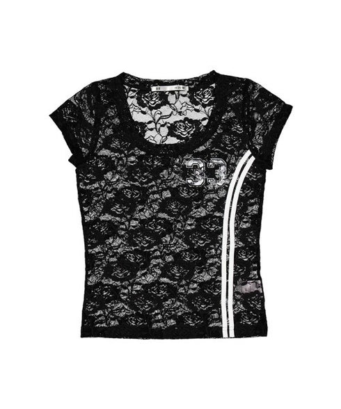 SETUPEXE(セットアップイーエックスイー)/レース 半袖 Tシャツ/33 LACE TOP | AT2253027 | ブラック