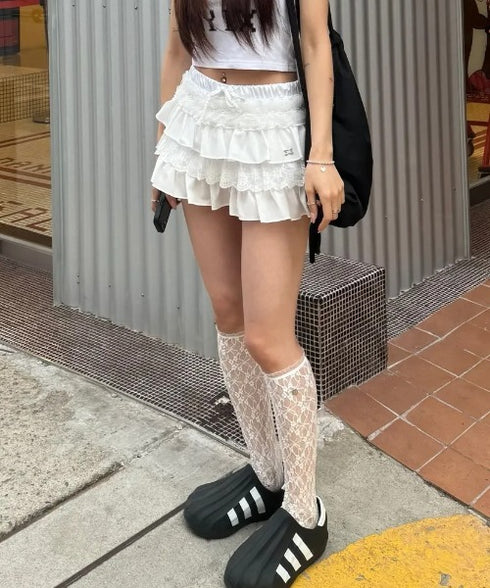 SETUPEXE(セットアップイーエックスイー)/レース フリル チュチュ ティアード ミニ スカパン/TUTU MIX SKRIT PANTS | AT2253028 | ホワイト