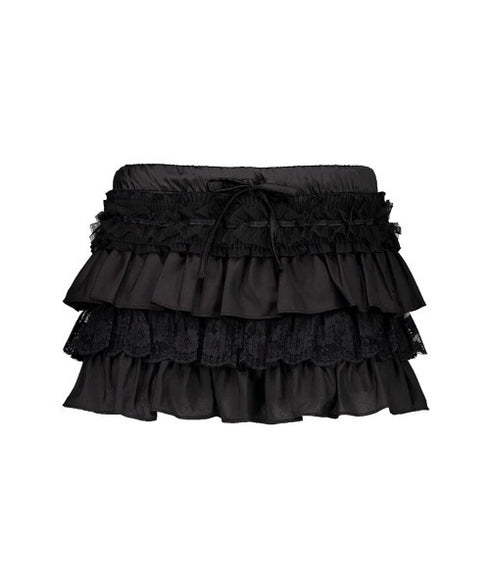 SETUPEXE(セットアップイーエックスイー)/レース フリル チュチュ ティアード ミニ スカパン/TUTU MIX SKRIT PANTS | AT2253028 | ブラック