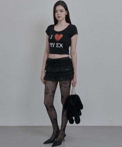 SETUPEXE(セットアップイーエックスイー)/レース フリル チュチュ ティアード ミニ スカパン/TUTU MIX SKRIT PANTS | AT2253028 | ブラック