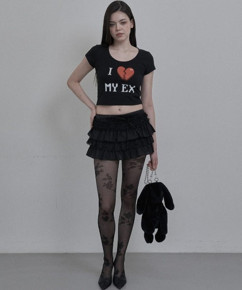 SETUPEXE(セットアップイーエックスイー)/レース フリル チュチュ ティアード ミニ スカパン/TUTU MIX SKRIT PANTS | AT2253028 | ブラック