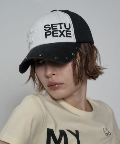 SETUPEXE(セットアップイーエックスイー)/ロゴ スタッズ ヴィンテージ ベースボールキャップ 帽子/STUDDED LOGO BALL CAP | AT5253029 | ブラック系その他