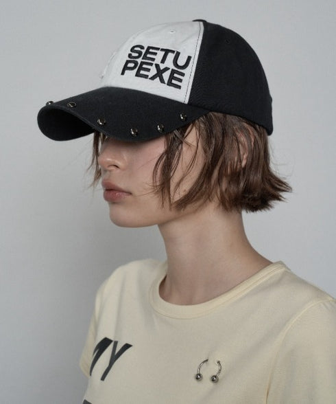 SETUPEXE(セットアップイーエックスイー)/ロゴ スタッズ ヴィンテージ ベースボールキャップ 帽子/STUDDED LOGO BALL CAP | AT5253029 | ブラック系その他