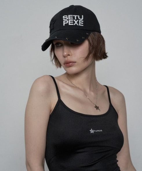SETUPEXE(セットアップイーエックスイー)/ロゴ スタッズ ヴィンテージ ベースボールキャップ 帽子/STUDDED LOGO BALL CAP | AT5253029 | ブラック
