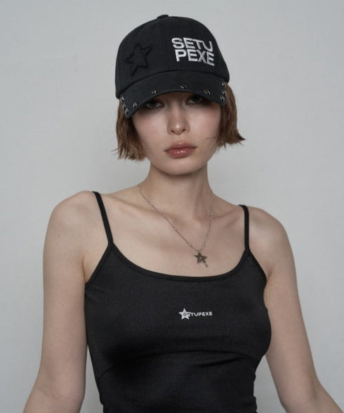 SETUPEXE(セットアップイーエックスイー)/ロゴ スタッズ ヴィンテージ ベースボールキャップ 帽子/STUDDED LOGO BALL CAP | AT5253029 | ブラック