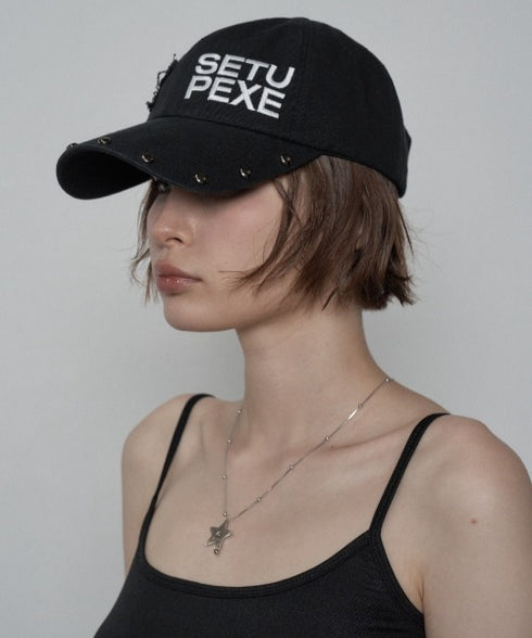 SETUPEXE(セットアップイーエックスイー)/ロゴ スタッズ ヴィンテージ ベースボールキャップ 帽子/STUDDED LOGO BALL CAP | AT5253029 | ブラック