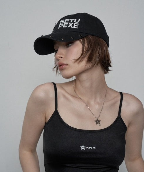 SETUPEXE(セットアップイーエックスイー)/ロゴ スタッズ ヴィンテージ ベースボールキャップ 帽子/STUDDED LOGO BALL CAP | AT5253029 | ブラック