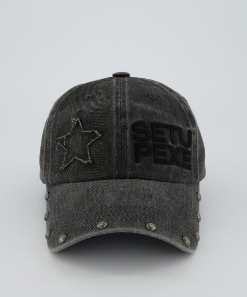SETUPEXE(セットアップイーエックスイー)/ロゴ スタッズ ヴィンテージ ベースボールキャップ 帽子/STUDDED LOGO BALL CAP | AT5253029 | チャコールグレー