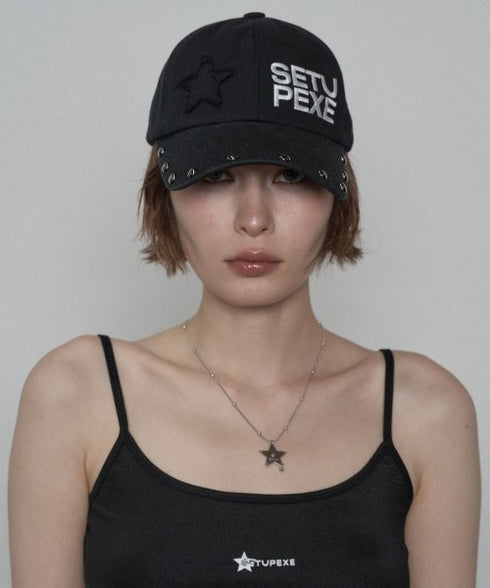 SETUPEXE(セットアップイーエックスイー)/ロゴ スタッズ ヴィンテージ ベースボールキャップ 帽子/STUDDED LOGO BALL CAP | AT5253029 | ブラック