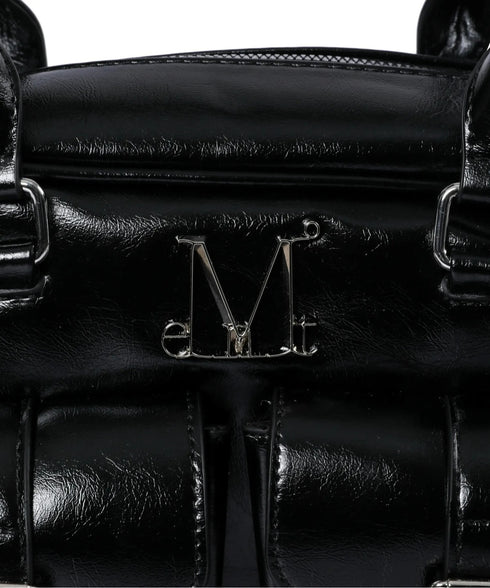 MUCENT(ムセント)/軽量 ショルダー ハンドバッグ/BIRUS METAL LOGO ENAMEL 2-BELT POCKET SHOULER BAG | AT1253030 | ブラック