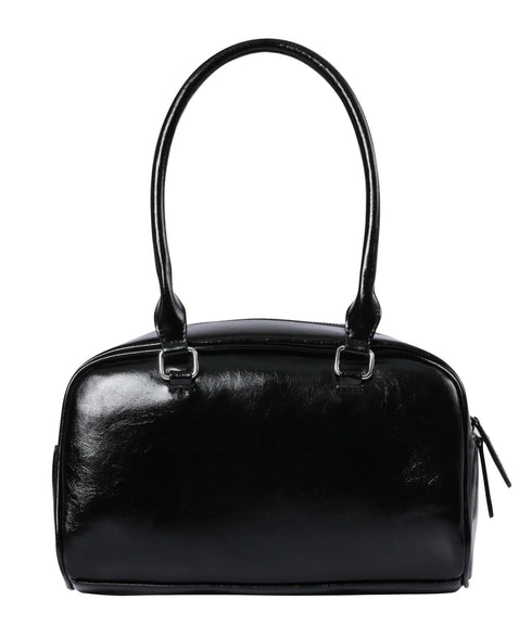 MUCENT(ムセント)/軽量 ショルダー ハンドバッグ/BIRUS METAL LOGO ENAMEL 2-BELT POCKET SHOULER BAG | AT1253030 | ブラック